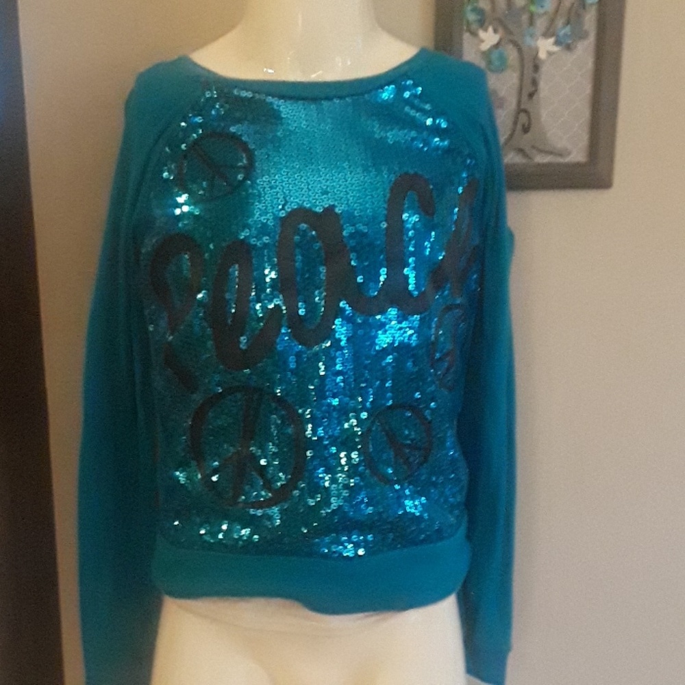 Girls turquoise long-sleeved  t-shirt,